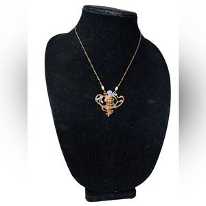 Vintage PIDIDDLY LINKS Art
Nouveau Style Woman Iris Flowers
Pendant Necklace 18"